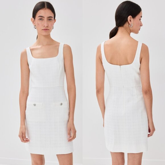 Veronica Beard Sabra Mini Dress Non-Stretch Tweed Sleeveless Square Neck - Picture 2 of 8